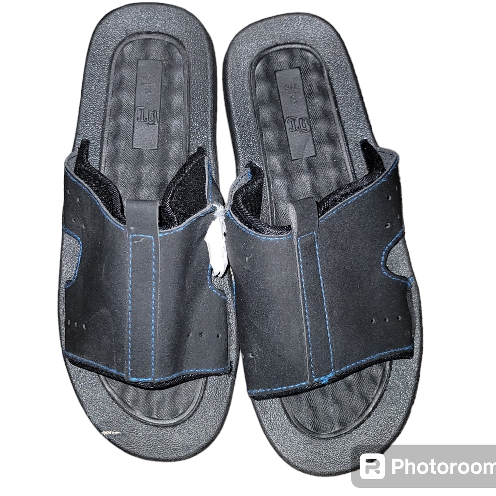 OT REVOLUTION Slides Sandals Slip On Shoes Mens S7/8 Black Vacation Vibes NWOT